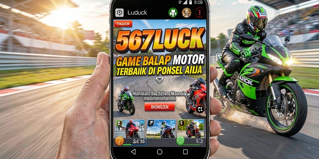 Gameplay seru 567LUCK menampilkan balapan motor yang mendebarkan.
