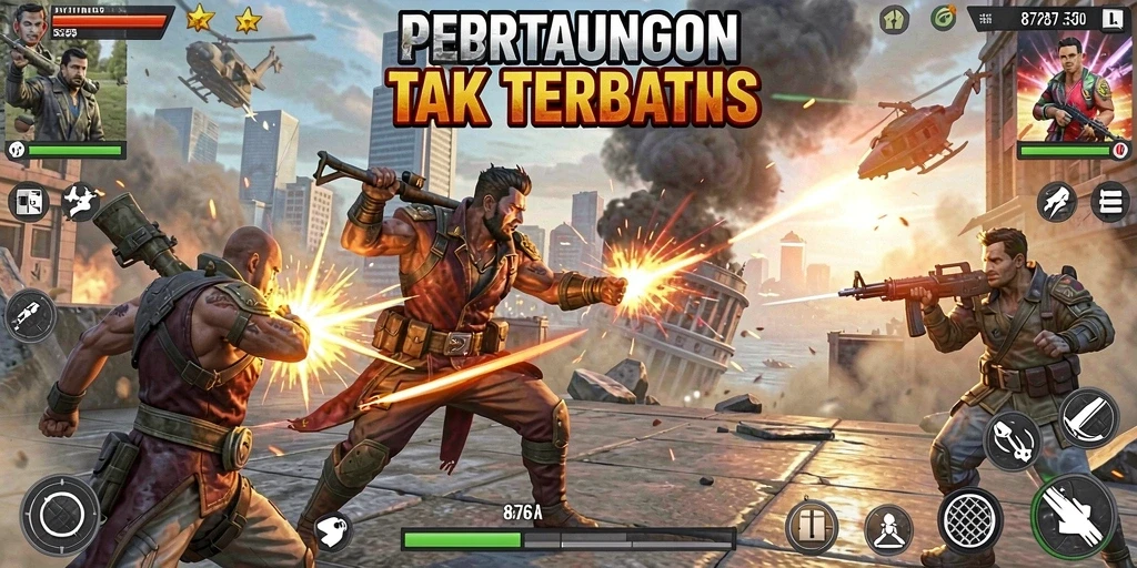 Screenshot utama menampilkan aksi pertarungan yang intens di game 8768.