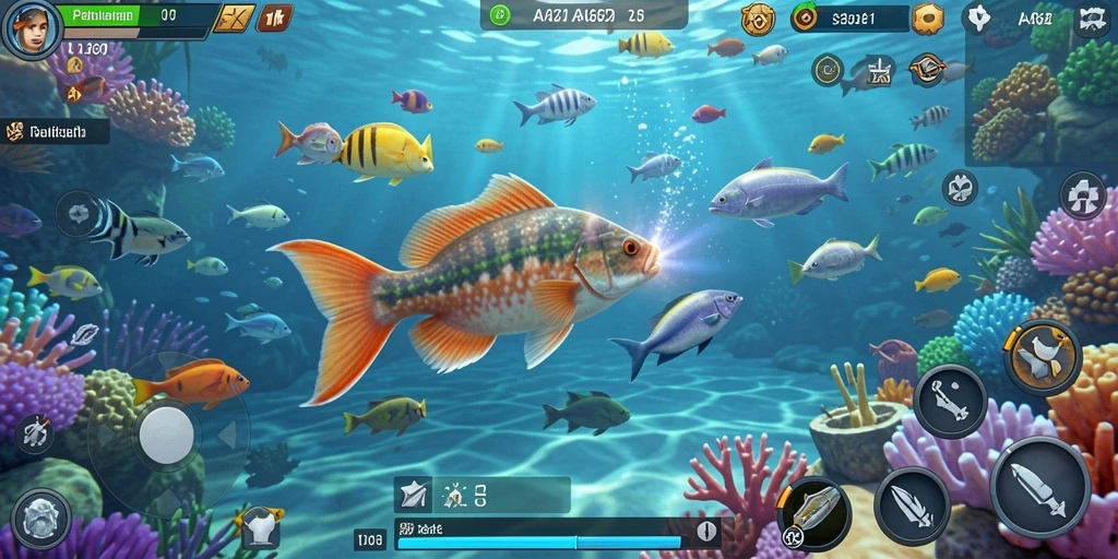 Screenshot gameplay AA62 menampilkan aksi seru menembak ikan.