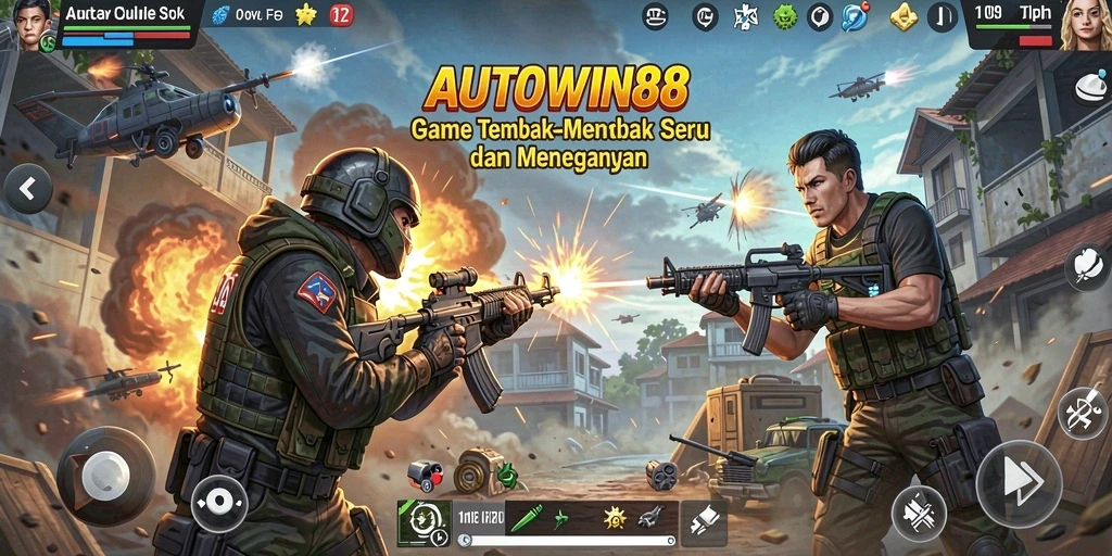 Tangkapan layar gameplay AUTOWIN88 menampilkan aksi tembak-menembak seru.