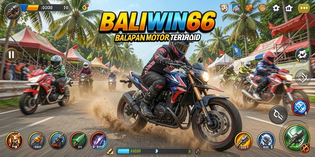 Tampilan menarik gameplay motor balapan yang seru di BALIWIN66.