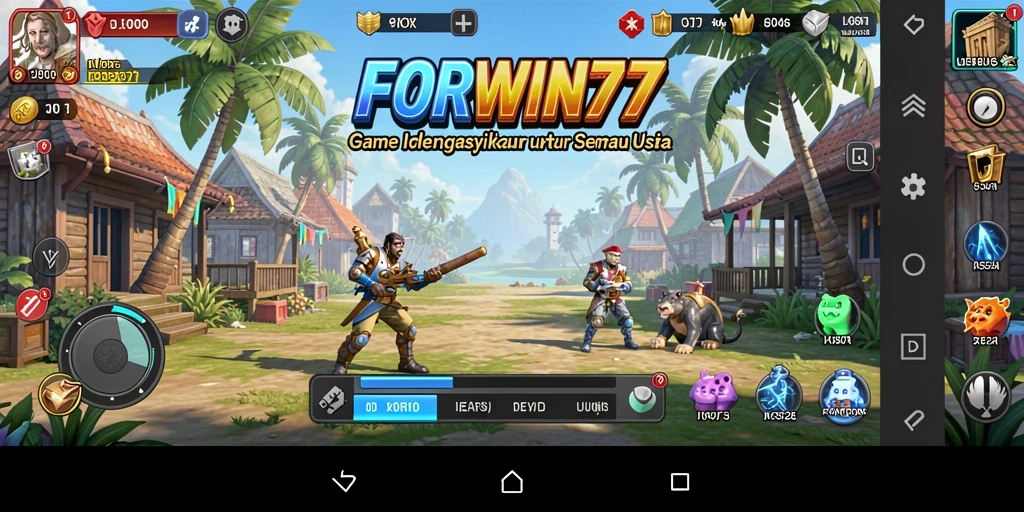 Tampilan gameplay FORWIN77 dengan elemen Idle yang menarik.