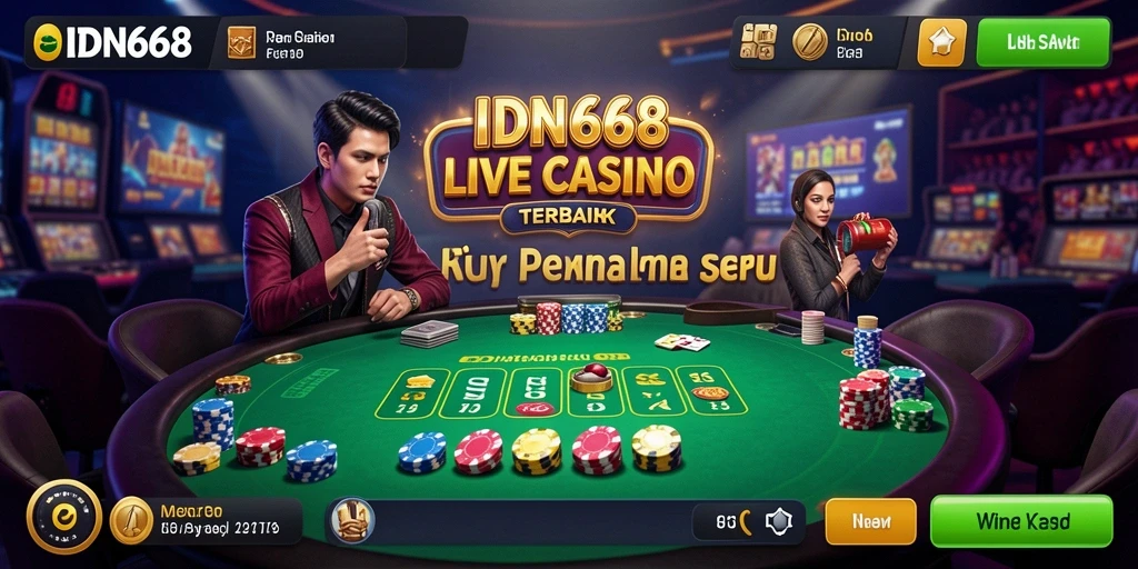 Screenshot IDN668 menampilkan dealer yang profesional dan aksi permainan Live Casino.