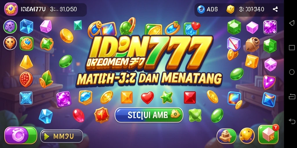 Screenshot utama IDN777 menampilkan gameplay Match-3 yang menarik.