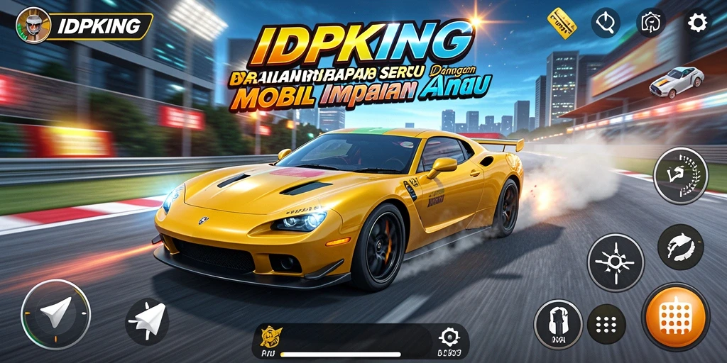 Gameplay seru dari IDPKING dengan mobil balap yang menakjubkan.