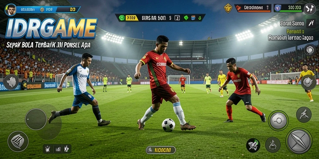 Screenshot IDRGAME menampilkan aksi mendebarkan di lapangan sepak bola.
