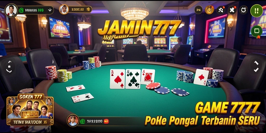 Tangkapan layar utama memperlihatkan gameplay Poker yang seru dan kompetitif.