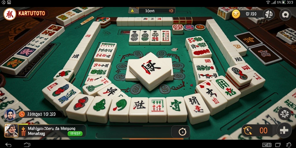 Tampilan menarik dari gameplay KARTUTOTO dengan ubin Mahjong yang berwarna-warni.
