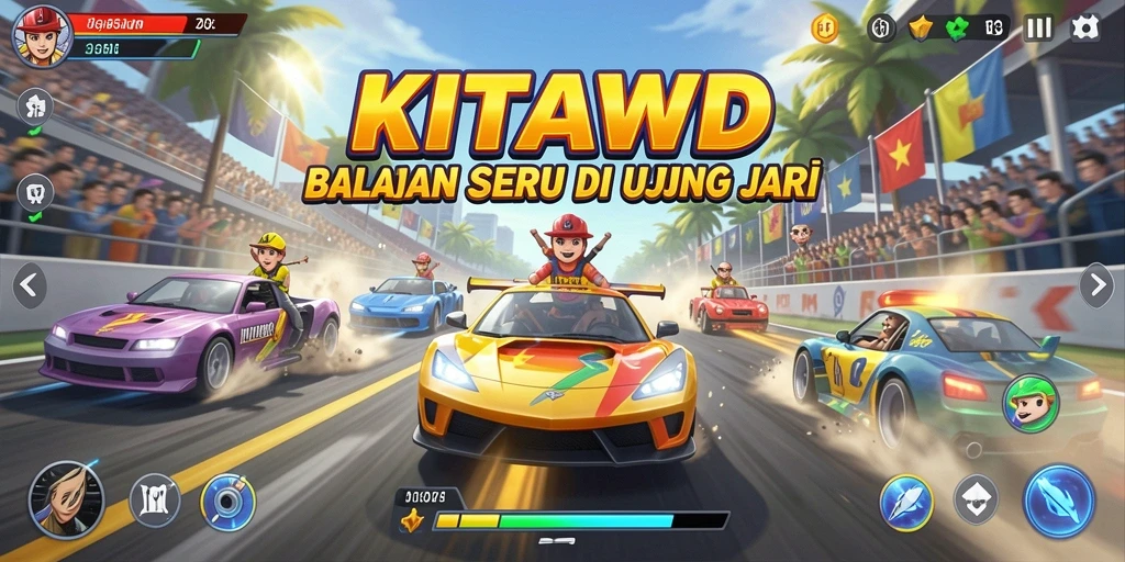 Screenshot KITAWD memperlihatkan aksi balapan yang penuh adrenalin.