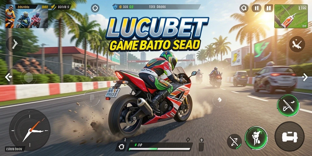 Tampilan gameplay LUCUBET yang mendebarkan saat balapan motor.