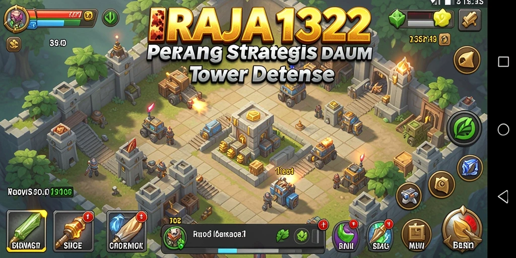 Tampilan menarik dari pertempuran Tower Defense dalam RAJA132.