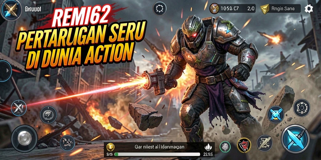 Screenshot utama REMI62 menunjukkan aksi seru dalam gameplay Action.