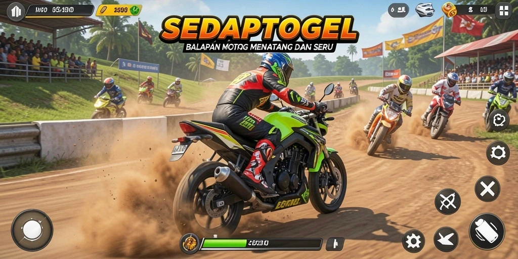 Gameplay balapan motor yang seru dan menegangkan di SEDAPTOGEL.
